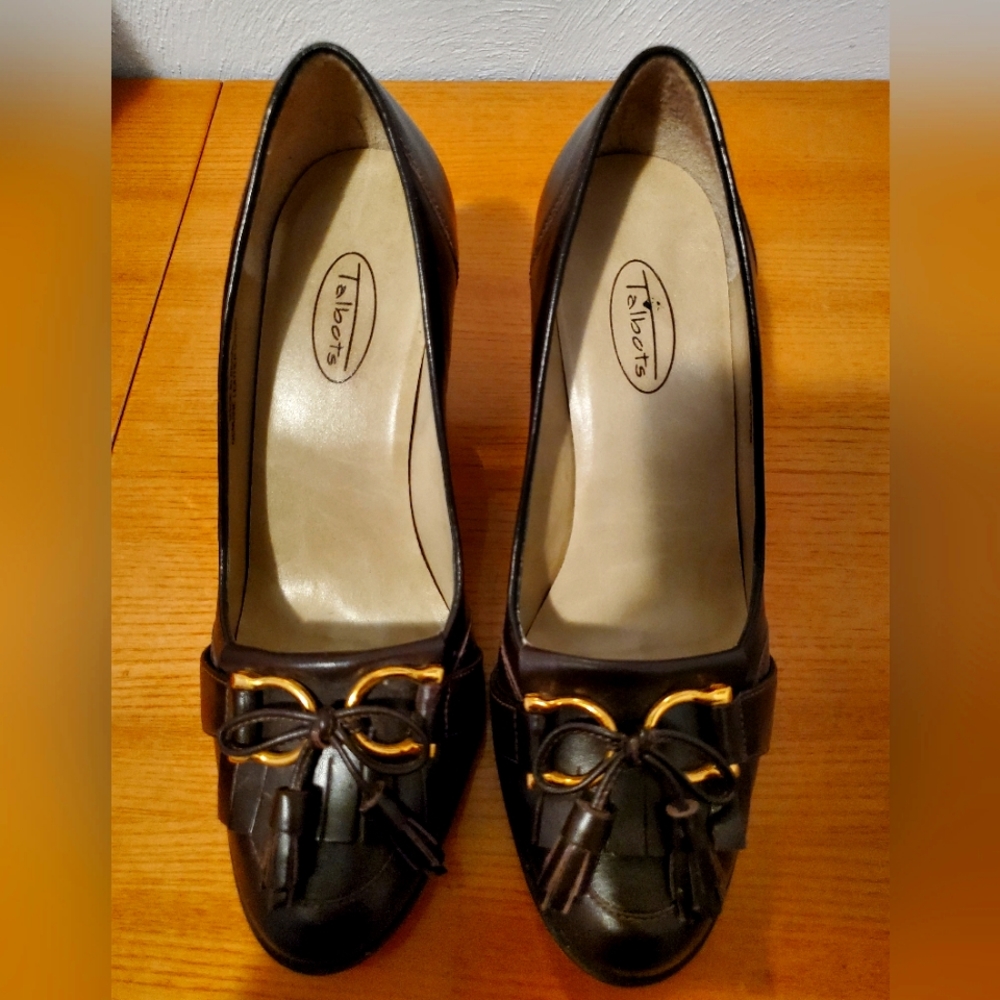 Talbot's Leather Loafer Heels with Tassels